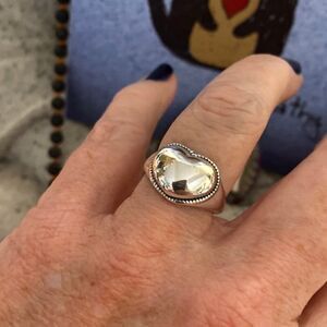 925 Sterling Silver Puff Heart Ring-Adjustable